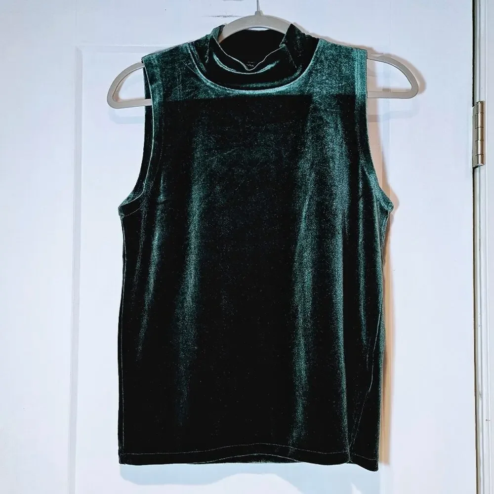 J. Crew Velvet Mock Neck Sleeveless Top